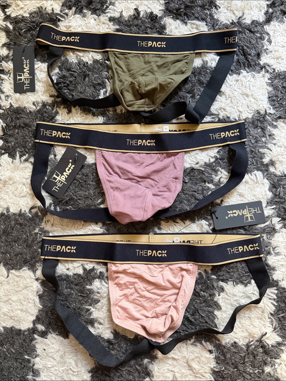 Men's Jockstraps - Olive, Mauve, Soft Dusty Pink (3-Pack)